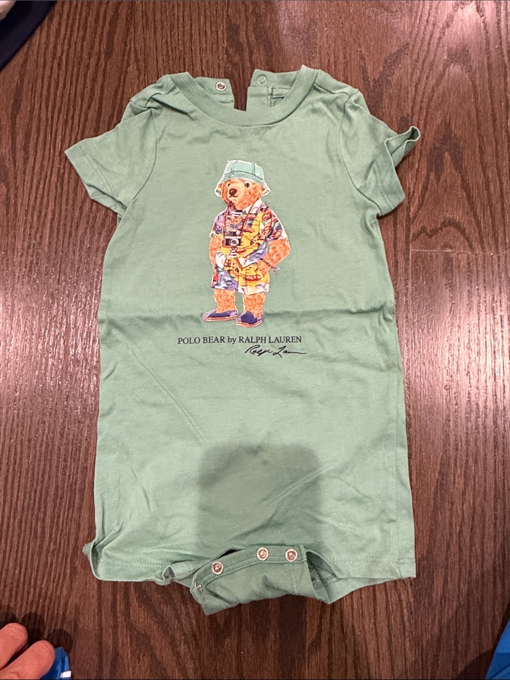Ralph Lauren Mint Green Polo Bear Infant One-Piece